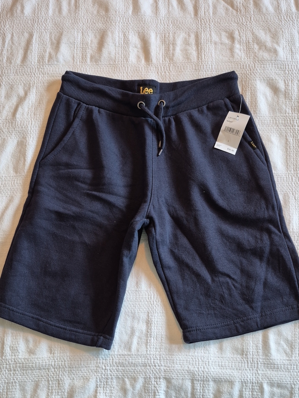Led boys Large or 14/16 navy shorts, sweat pant style walking shorts NWT